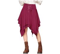 Gonna Gotica Medievale Midi Gonna Vintage A Gradini Gonna Corta Steampunk Vittoriana Gonne A Strati con Coulisse Lolita Rock S-XXL, Stile Gotico Punk, Irregolare, Increspato, A Vita Alta Goth