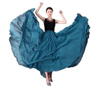 Gonna in chiffon da 720 gradi, danza del ventre, gonna lunga da zingara, gonna da ballo, gonna da ballo in oro viola tinta unita, da ballerina Utilizzato per Spettacoli Teatrali(Peacock blue,Length 80