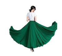 Gonna in chiffon da 720 gradi, danza del ventre, gonna lunga da zingara, gonna da ballo, gonna da ballo in oro viola tinta unita, da ballerina Utilizzato per Spettacoli Teatrali(Dark green,Length100cm