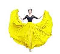 Gonna in chiffon da 720 gradi, danza del ventre, gonna lunga da zingara, gonna da ballo, gonna da ballo in oro viola tinta unita, da ballerina Utilizzato per Spettacoli Teatrali(Yellow,Length 80cm)