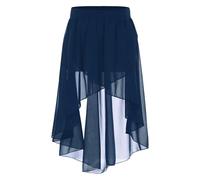 Gonna in chiffon for bambina for balletto Jazz Dance Studio Pratica Performance Costume Cintura elastica alta-bassa Abbigliamento da ballo lirico Per Donna(Deep Blue,14)