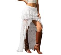 Gonna in denim retrò e sensuale con pizzo e cut-out asimmetrici da donna - Look audace per un outfit da città di tendenza, da sera o per un evento casual, stile unico, M