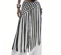 Gonna in maglia con frange e lacci, di stile urbano moderno e d'avanguardia per le donne L,M,S,XSGeometricoMaglieria