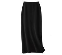 Gonna in Maglia Donna - Gonna Lunga da Donna in Maglia Elastica A Vita Alta, Casual Chic, Dritta, alla Moda Coreana, A metà Polpaccio, per l'inverno, Nera M