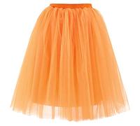 Gonna in tulle, arancione, da donna, lunga, classica, tutù corta, in tulle, a vita alta, in tulle, 50 pezzi, a vita alta, per ballare Fancy Dress colorato Crinoline, sottogonna elastica