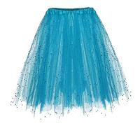 Gonna in tulle, blu, da donna, 80 pezzi, 50 pezzi, costume da ballo, arcobaleno, lungo, elastico, tutù, a vita alta