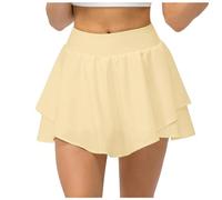 Gonna in tulle, da donna, per il carnevale, da yoga, da corsa, morbida e traspirante, leggera, in due pezzi, da fitness, mezza gonna, giallo., L