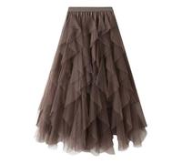 Gonna in tulle da donna pieghettata, taglie grandi, sottogonna a pieghe in rete, lunghezza al ginocchio, elegante gonna a strega elasticizzata, asimmetrica, carnevale, fate, costume lungo, sottogonna