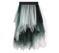 Gonna in tulle, lunga da donna, a forma di tutù, per carnevale, 50 pezzi, elasticizzata, a vita alta, per balletto, abbigliamento da ballo, corto, retrò, per feste, bronzo, XL