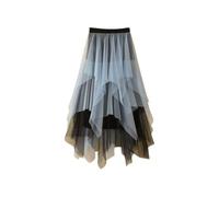 Gonna in tulle, lunga da donna, a vita alta, con linea ad A, 50 basse, in tulle irregolare, elasticizzata, a vita alta, in rete, per feste, Carnevale, D04 grigio, M