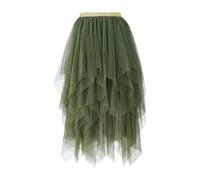 Gonna in tulle, lunga da donna, a vita alta, con linea ad A, 50 basse, in tulle irregolare, elasticizzata, a vita alta, in rete, per feste, Carnevale