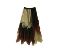 Gonna in tulle, lunga da donna, a vita alta, con linea ad A, 50 basse, in tulle irregolare, elasticizzata, a vita alta, in rete, per feste, Carnevale
