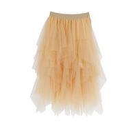 Gonna in tulle, lunga da donna, a vita alta, con linea ad A, 50 basse, in tulle irregolare, elasticizzata, a vita alta, in rete, per feste, Carnevale