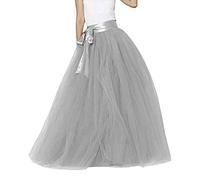 Gonna in tulle, lunga da donna, in tulle, lunghezza al ginocchio, in tulle, elasticizzata, a vita alta, in rete, per swing, rockabilly, maxi gonna in Crinoline, per feste, balletto, B01 Gy2, Taglia