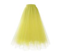Gonna in tulle, lunga da donna, in tulle, lunghezza al ginocchio, in tulle, elasticizzata, a vita alta, in rete, con sottoveste, rockabilly, maxi gonna in Crinoline, per feste, da sera, gold, M