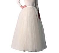 Gonna in tulle, lunga da donna, in tulle, lunghezza al ginocchio, in tulle, elasticizzata, a vita alta, in rete, per swing, rockabilly, maxi gonna in Crinoline, per feste, balletto, A01 bianco