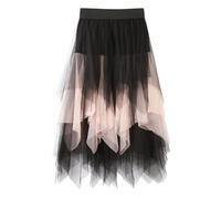 Gonna in tulle, lunga da donna, linea ad A, taglie forti, tutù, sottogonna, lunghezza al ginocchio, elegante, asimmetrica, costume da fate, in rete irregolare, per Carnevale, gonna da strega, morbida