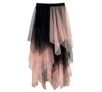 Gonna in tulle, lunga da donna, linea ad A, taglie forti, tutù, sottogonna, lunghezza al ginocchio, elegante, asimmetrica, costume da fate, in rete irregolare, per Carnevale, gonna da strega, morbida