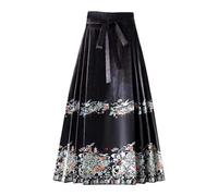 Gonna in tulle rosa da donna con glitter Ms Huai Song Making Horse Faces-Rock mostra sottile, semplice gonna pieghevole in raso a vita alta, Nero , M