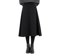 Gonna invernale da donna, elegante, lunga e calda, maxi gonna vintage A-Line midi elasticizzata, morbida gonna termica con pantaloni, gonna in lana, comoda gonna termica autunnale, spessa e calda