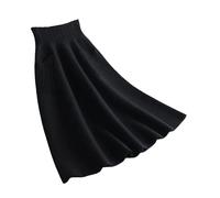 Gonna invernale da donna in maglia, a doppia gonna, morbida, in lana, media e lunga, B11k, L