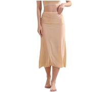 Gonna invernale da donna, lunghezza al ginocchio, interno con vetri, lunghezza media, gonna in seta di ghiaccio, ultra sottile, senza cuciture, il mio deserto, beige., M