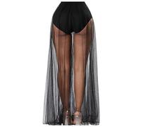 Gonna irregolare arcobaleno, da donna, in rete trasparente, in vita elasticizzata, da spiaggia, da sole, Nero , L