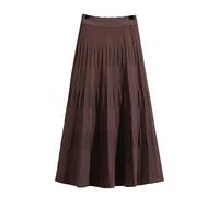 Gonna Lavorata A Maglia - Gonna Lunga A Pieghe A Vita Alta Casual in Maglia Larga A Trapezio, Moda Coreana, Abbigliamento Streetwear, Base, Autunno Inverno, Taglie Forti, Abbigliamento Elastico, Mar