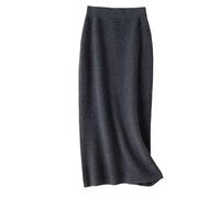 Gonna Lavorata A Maglia - Gonna Lunga da Donna in Maglia Elastica A Vita Alta, Casual Chic, Dritta, alla Moda Coreana, A metà Polpaccio, per l'inverno, Grigio Scuro L