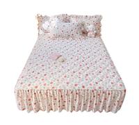 Gonna letto trapuntata 1pc a quattro angoli con gonna letto materasso addensato stampato a fiori elastici Gonna lenzuolo singolo/regina/reale(Color-G,150x200x45cm 1pc)