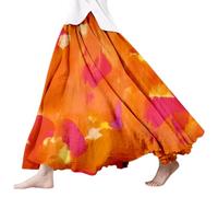 Gonna Lino Donna//Gonne Estiva Gonna Lunga in Cotone E Lino Boho Elegante Casual Maxi Gonna Pieghettate Elastico in Vita A-Line Flowy Swing Floreali Gonne Lunga da Spiaggia Fluido Doppio Strato Balze