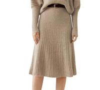 Gonna longuette da donna in cashmere, linea A, lunga, plissettata, per pendolari, tinta unita, mezza lunghezza, orlo ampio, gonna invernale, B, M