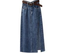 Gonna lunga a linea da donna UK - Gonna lunga in denim da donna UK Plus Size - Gonne lunghe alla caviglia Casual Petite MaxiSkirt Summer DenimSkirts A Line JeanSkirt Gonna a vita alta, Blu, XXL