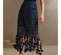 Gonna lunga a più cerchi con doppio strato, taglio laser, per donna, adatta per primavera/estate, per uscite serali L,M,S,XSBlocchi di colore,Colore unicoTessuto intrecciato