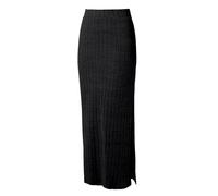 Gonna Lunga Aderente in Maglia Sottile da Donna con Elastico in Vita, Spacchi Laterali, Gonna Avvolgente, Abito Aderente