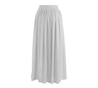 Gonna Lunga Chiffon Donna Pieghe Gonne Vita Elastica per Festa Danza Bianco XL