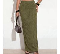 Gonna lunga da donna a tinta unita con elastico in vita, elegante e alla moda. L,M,S,XSColore unicoTessuto in maglia