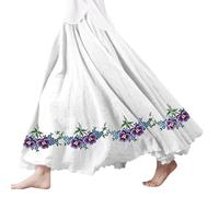 Gonna lunga da donna a trapezio e maxi gonna a strati da donna alla moda e in lino a forma di ventaglio con orlo ampio stampato gonna lunga da donna in tulle tutù per adulti, bianco, S
