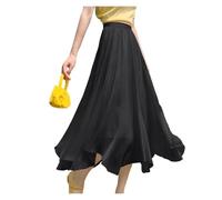 Gonna Lunga da Donna con Elastico in Vita, Elegante e Romantica, Ombrello, Primavera Estate per Donna(Black,L)