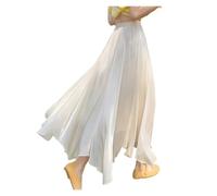 Gonna Lunga da Donna con Elastico in Vita, Elegante e Romantica, Ombrello, Primavera Estate per Donna(Light Yellow,M)