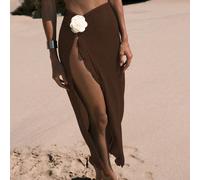 Gonna lunga da donna con spacco laterale e decorazioni floreali, un capo casual per l'estate L,M,S,XL,XSColore unicoTessuto