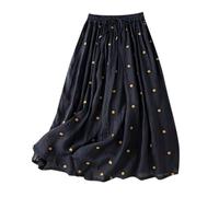 Gonna Lunga da Donna in Lino E Cotone retrò Estiva Gonna A Trapezio Maxi Gonna A Vita Alta con Tasche Basic A Pieghe Vintage Casual Abito Casual in Lino da Spiaggia per L'Estate E L'Autunno