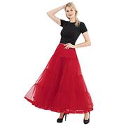 Gonna lunga da donna in tulle, in stile retrò, con bolle, sottogonna in tulle, Colore: rosso, L