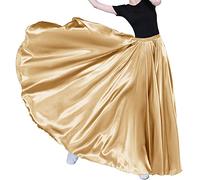 Gonna lunga da donna in tulle retrò maxi lucido per danza del ventre, costume cosplay, vacanze, fine settimana, feste, cena, Oro, Taglia Unica