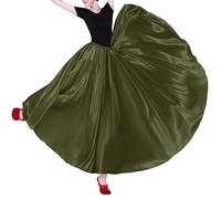 Gonna Lunga da Donna in Tulle, Stile retrò, Lunghezza alla Caviglia, Lucida, per Danza del Ventre, Cosplay, Vacanze, fine Settimana, cene, Verde Militare, Taglia Unica