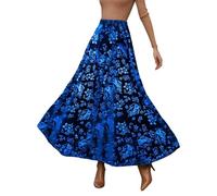 Gonna Lunga da Donna in Velluto Bordeaux con Stampa Floreale, Gonna Maxi Swing Svasata, Grande Dimensione, gonne alla vigilia Elegante, gonne da Sera Invernali, di Lusso, alla Moda, Abiti da Sera a
