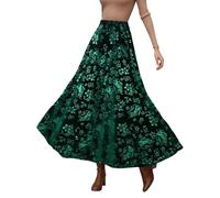 Gonna Lunga da Donna in Velluto Bordeaux con Stampa Floreale, Gonna Maxi Swing Svasata, Grande Dimensione, gonne alla vigilia Elegante, gonne da Sera Invernali, di Lusso, alla Moda, Abiti da Sera a