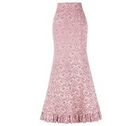 Gonna lunga da donna, slim fit, stile vintage, anni '50, a forma di sirena, lunghezza al ginocchio, a vita alta, a matita, elegante, gonna a maniche corte, slim fit, per il tempo libero,