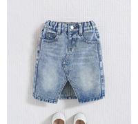 Gonna lunga di jeans morbida, ampia e a spacchetto con tasche applicazioni per bambine, adatta per l'autunno e l'inverno 6-9M,9-12M,12-18M,18-24M,2-3YDenim
