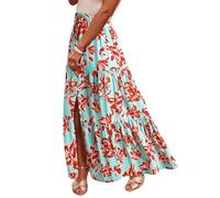 Gonna Lunga Donna Estate Vestiti con Spacco Vita Alta Asimmetrica Stampa Floreale Boho Etnico Maxi Gonne da Spiaggia Cocktail Festa Elegante Coverup Copricostumi e Parei per la Primavera e L'Estate